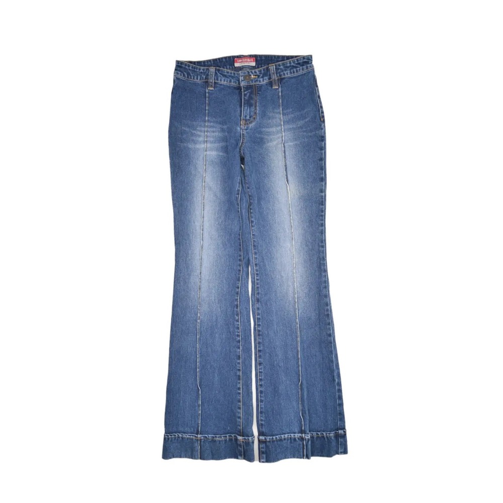 Union Bay Jeans Womens 3 Dark Wash Denim Flare Boot Cut Stretch y2k Pleat 28x30